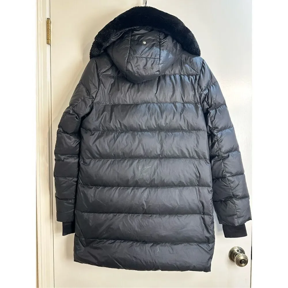 Michael Kors size XS black DOWN coat long puffer with hood and inner bib
